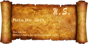 Matejko Solt névjegykártya